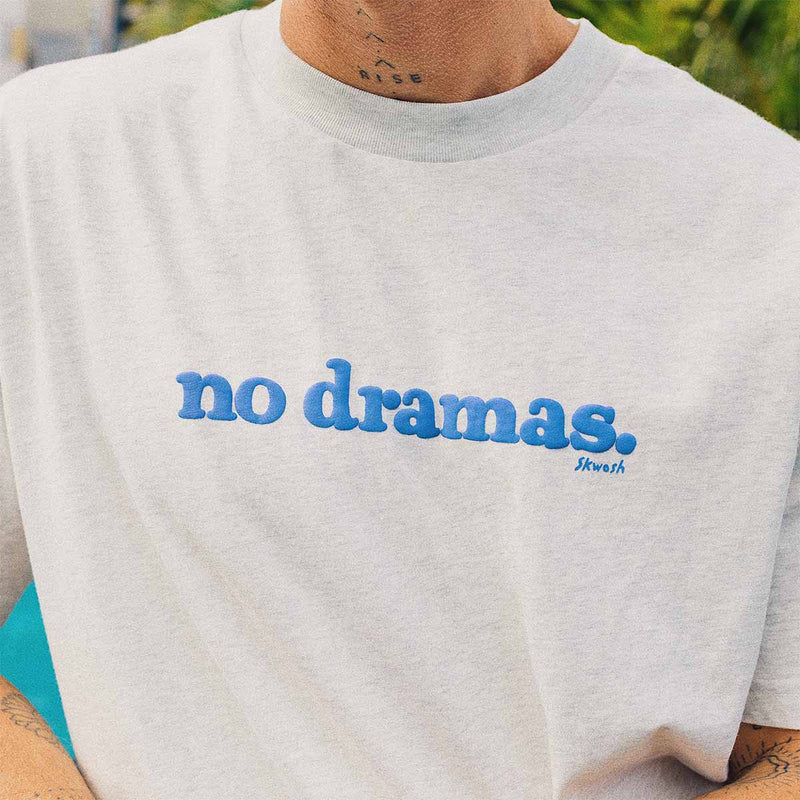 No Dramas Regular Tee in Snow Marl Skwosh