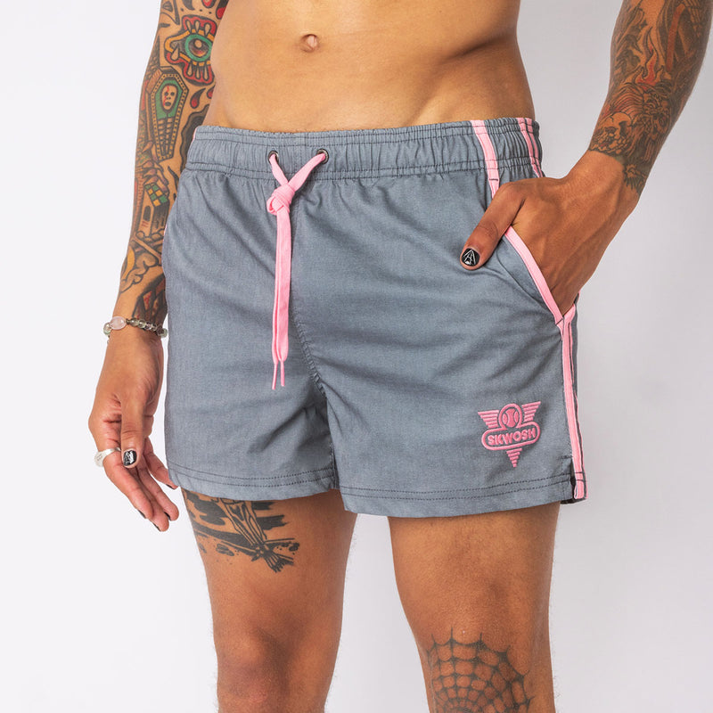 Rec Club 3" Shorties in Charcoal Pink