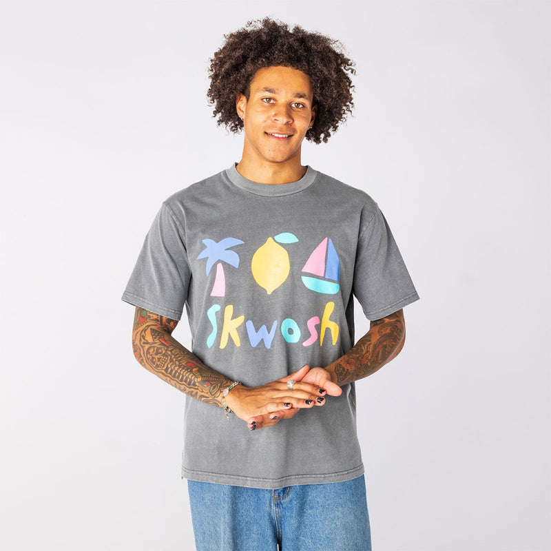 Skwosh Graphic Regular Tee in Charcoal