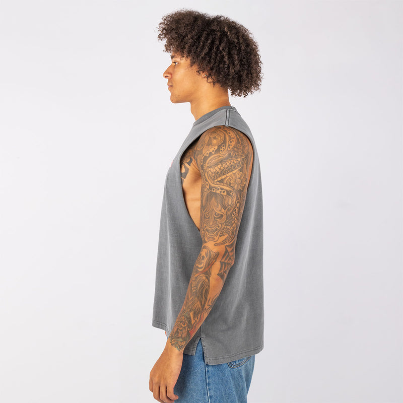 No Dramas Muscle Tank in Charcoal