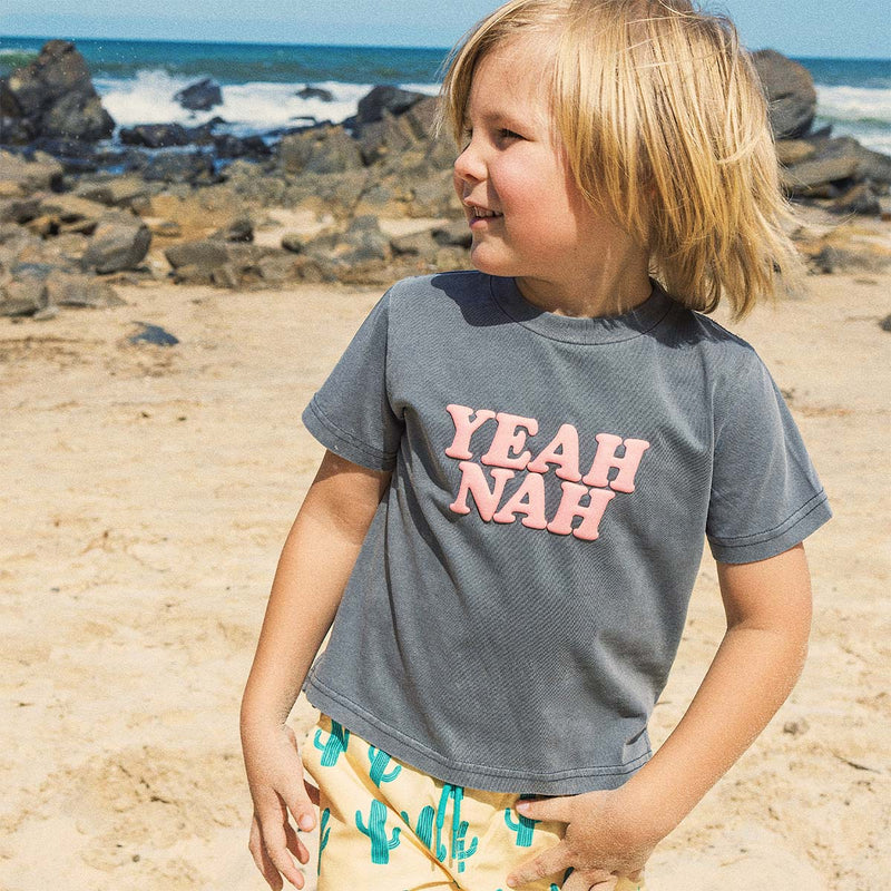 Yeah Nah Junior Regular Tee in Charcoal