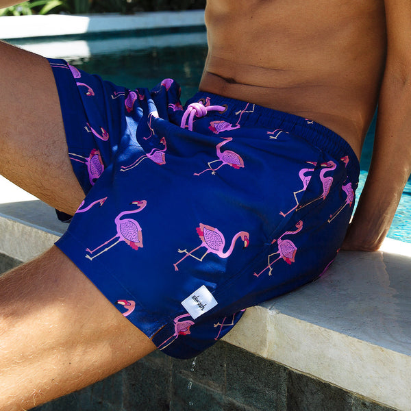 Mens Flamingo Swim Trunks Navy Skwosh